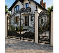 Poartă batantă din fier forjat cu portiță IMPERIAL ORNAMENT K34
