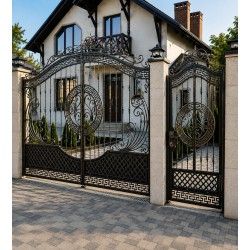 Poartă batantă din fier forjat cu portiță IMPERIAL ORNAMENT K34