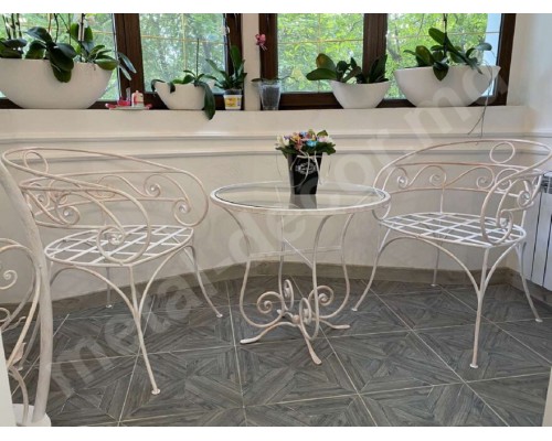 Кованый стул и стол со стеклом K30