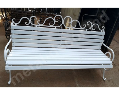 Banca de gradina alba cu elemente forjate K38
