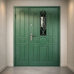 Ușă metalică verde  de intrare  K16