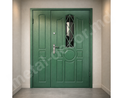 Ușă metalică verde  de intrare  K16