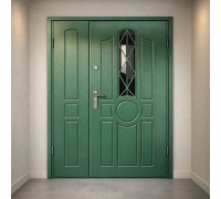 Зеленая металлическая входная дверь K16