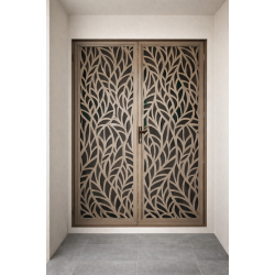 Ușă metalică dublă cu panou decorativ  FLORA K21