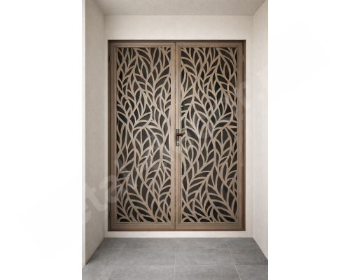 Ușă metalică dublă cu panou decorativ  FLORA K21