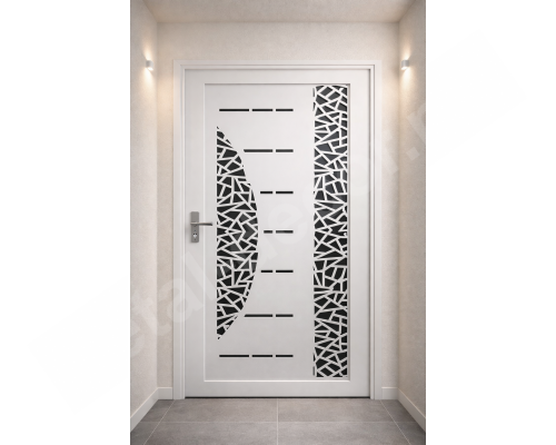 Ușă metalică modernă cu panou decorativ NEXUS K12