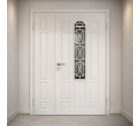 Белая металлическая входная дверь K43