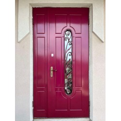 Металлическая дверь с ковкой и стеклом К48