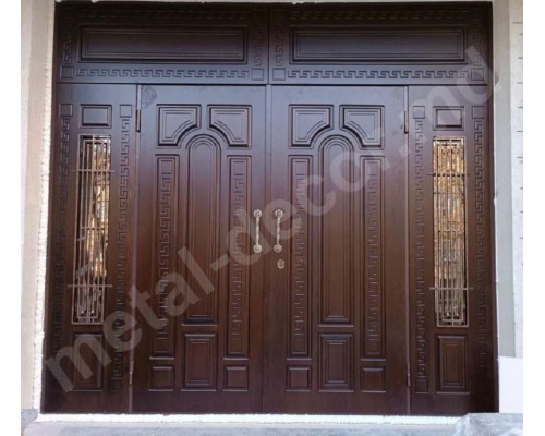 Ușă de intrare metalică de clasă premium cu sticlă și forjare K50