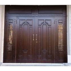 Ușă de intrare metalică de clasă premium cu sticlă și forjare K50