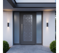 Ușă metalică antracit pentru casă cu decupate laser  K142