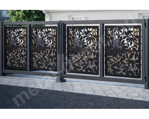 Gard metalic decorativ modern din panouri  K34 pentru case și vile