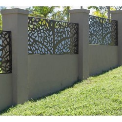 Gard metalic decorativ modern din panouri debitate laser model K38 pentru case și vile