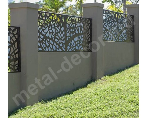 Gard metalic decorativ modern din panouri debitate laser model K38 pentru case și vile