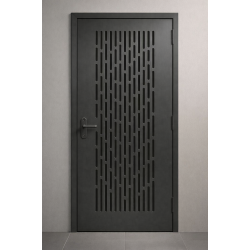 Ușă metalică modernă cu perforații decorative CNC  LINEA K148