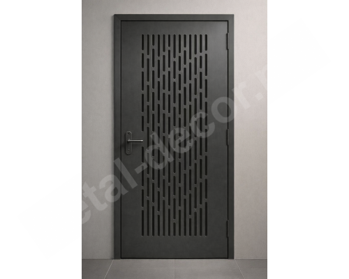 Ușă metalică modernă cu perforații decorative CNC  LINEA K148