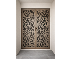 Двойная металлическая дверь с декоративной панелью  FLORA K21